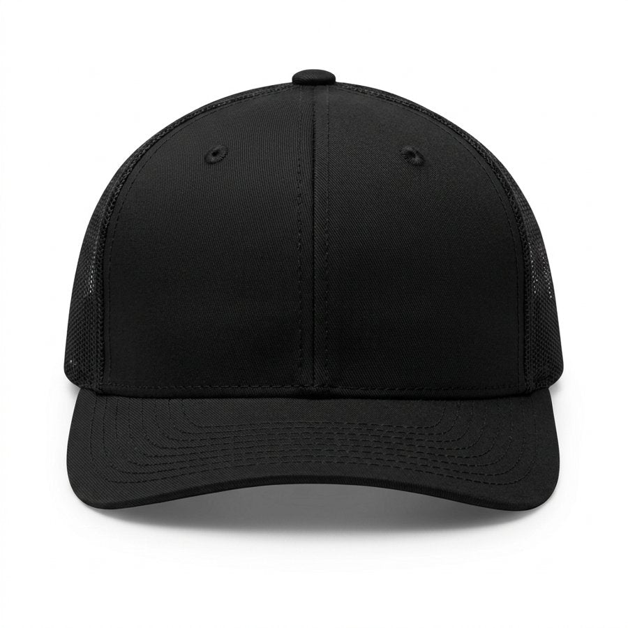 Black Richardson 112 trucker with leather patch