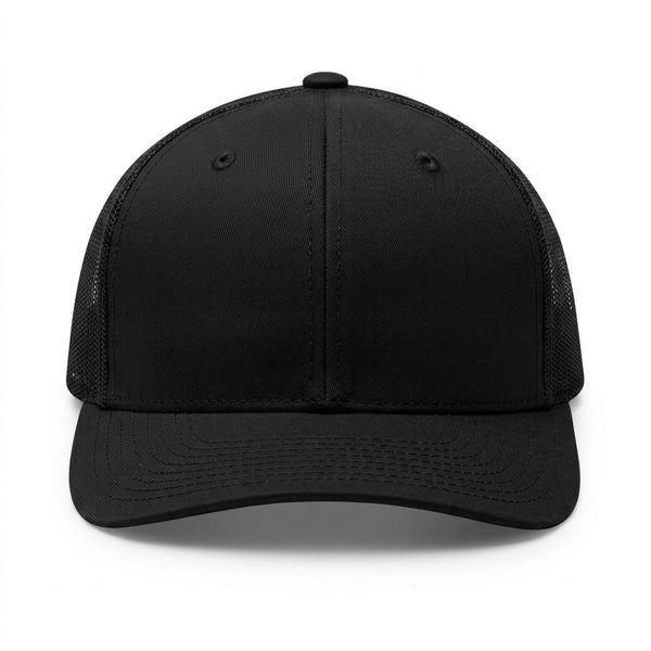 Black Richardson 112 trucker with leather patch